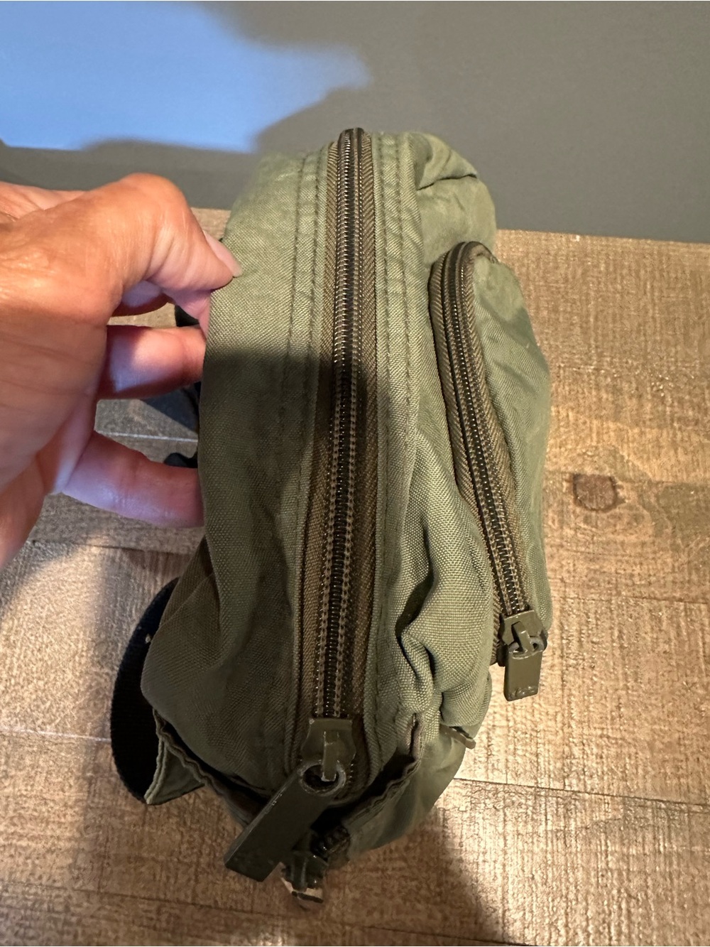 Totto Olive Green Double-Zip Fabric Belt Bag